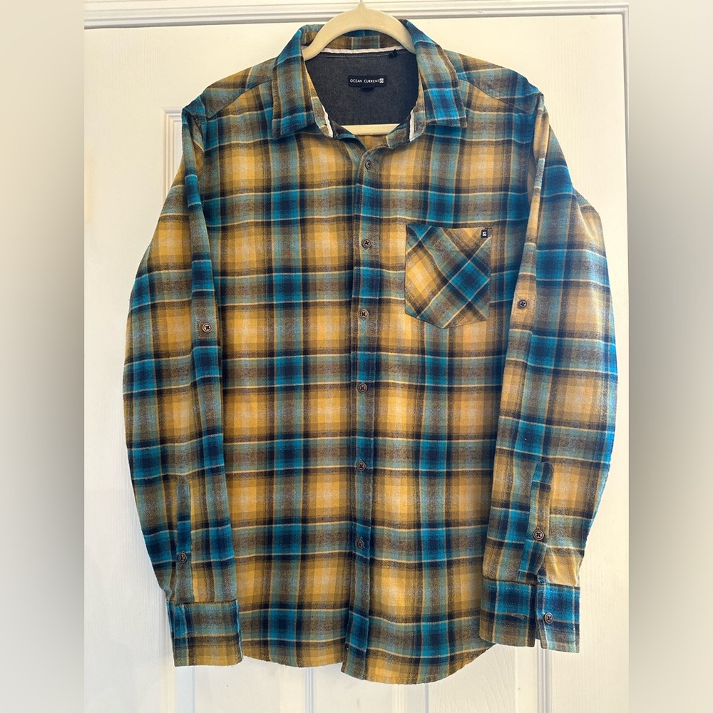 Ocean Current Men’s Flannel Shirt Size L Plaid Button-up Outdoor